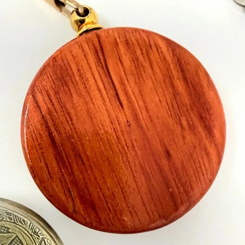 Lot 4 Pocket Watch Locket Pendant Necklaces Silver Gold Tone Wood Repousse